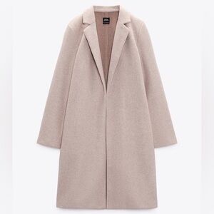 Zara Women's Beige Lapel Collar Coat- S